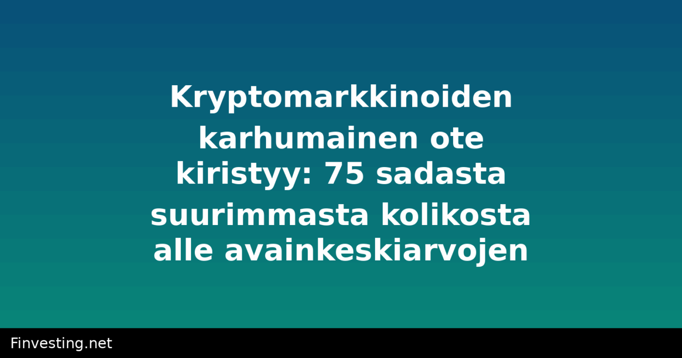 Kryptomarkkinoiden karhumainen ote kiristyy: 75 sadasta suurimmasta kolikosta alle avainkeskiarvojen