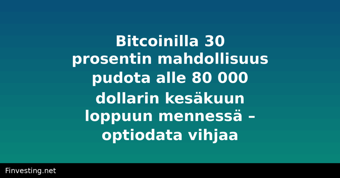 Bitcoinilla 30 prosentin mahdollisuus pudota alle 80 000 dollarin kesäkuun loppuun mennessä – optiodata vihjaa