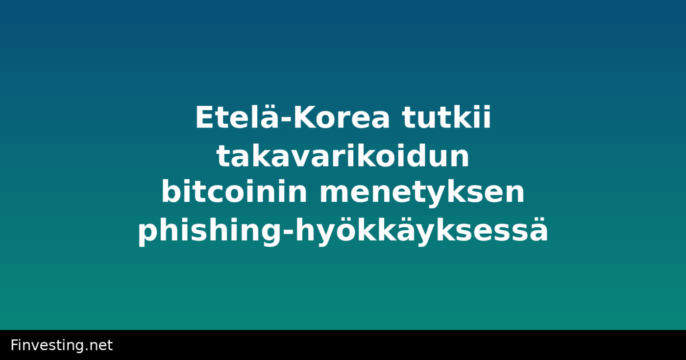 Etelä-Korea tutkii takavarikoidun bitcoinin menetyksen phishing-hyökkäyksessä