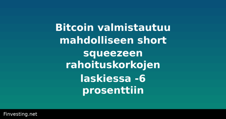 Bitcoin valmistautuu mahdolliseen short squeezeen rahoituskorkojen laskiessa -6 prosenttiin