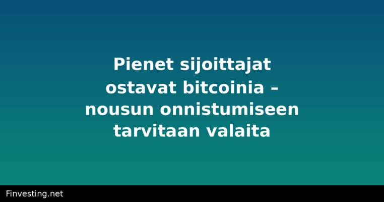 Pienet sijoittajat ostavat bitcoinia – nousun onnistumiseen tarvitaan valaita