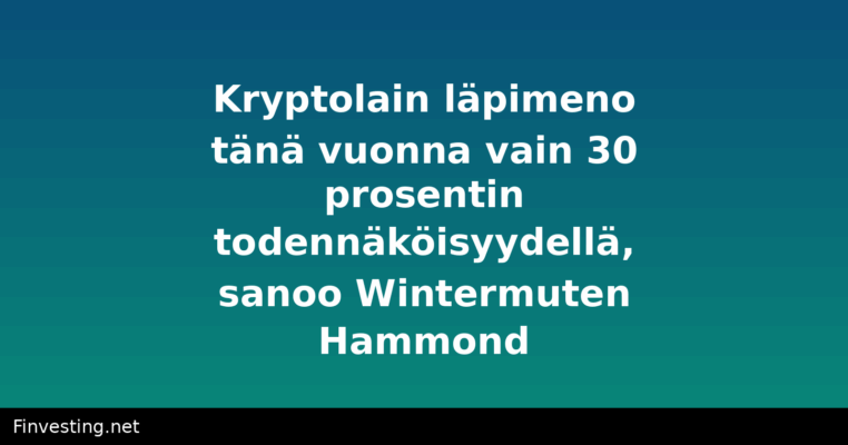 Kryptolain läpimeno tänä vuonna vain 30 prosentin todennäköisyydellä, sanoo Wintermuten Hammond